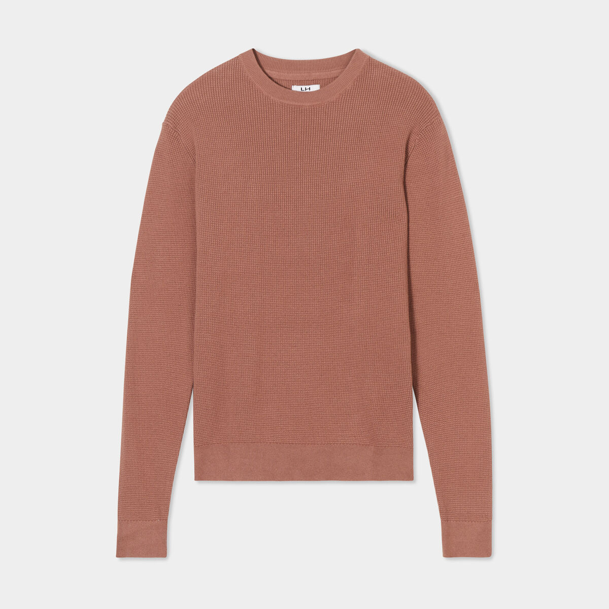 Pull en maille textur&eacute;e col rond marron homme