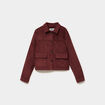 Veste effet su&eacute;dine boutonn&eacute;e bordeaux femme