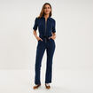 Combinaison pantalon en jean zipp&eacute;e denim brut femme