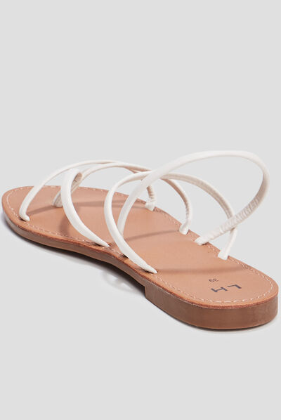 Sandales plates blanc femme