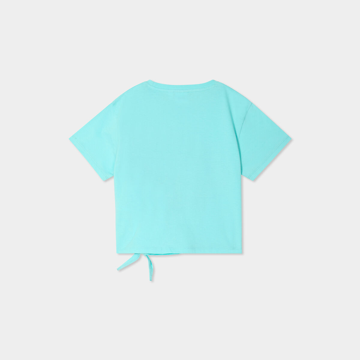 T-shirt détail noeud coton Stitch vert turquoise fille