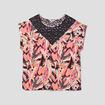 T-shirt col à dentelle Modavista noir femme grande taille