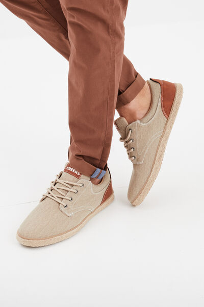 Derbies toile &agrave; lacets Creeks sable homme