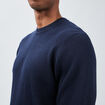 Pull avec col rond à relief bleu marine homme