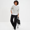 Pull torsades effet 2-en-1 chemise gris clair femme