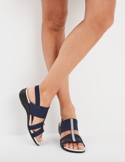 Sandales talons compensés bleu marine femme