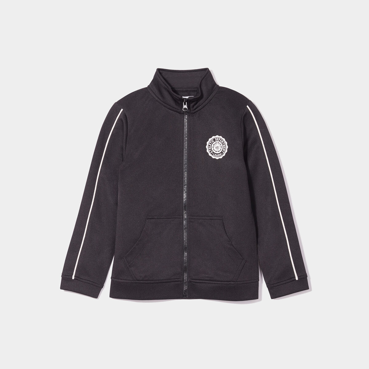 Sweat zippé col montant noir garçon