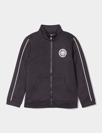Sweat zippé col montant noir garçon