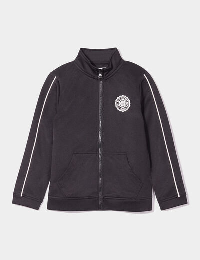 Sweat zippé col montant noir garçon