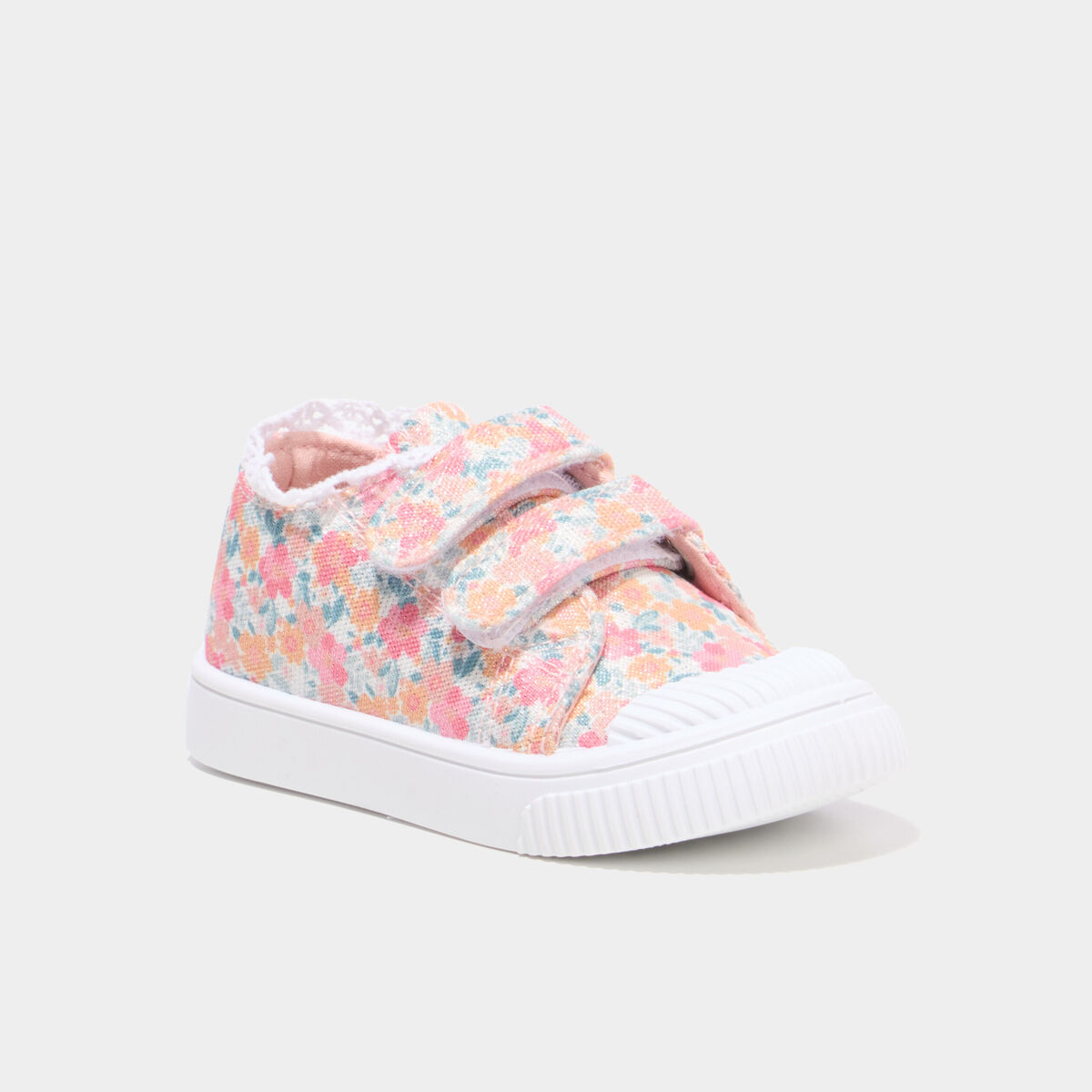 Tennis basses renforc&eacute;es semelle souple multicolore b&eacute;b&eacute; fille