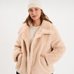 Veste fausse fourrure col montant beige femme grande taille