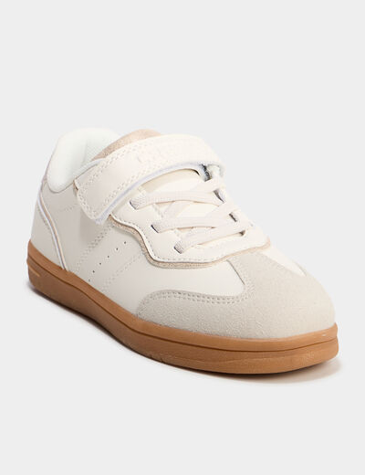 Tennis basses à scratchs blanc fille