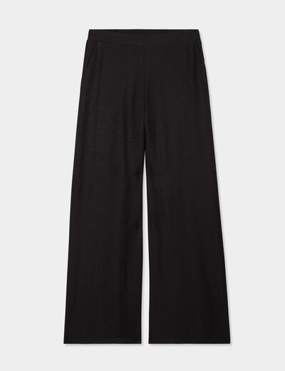 Pantalon large taille élastiquée noir femme