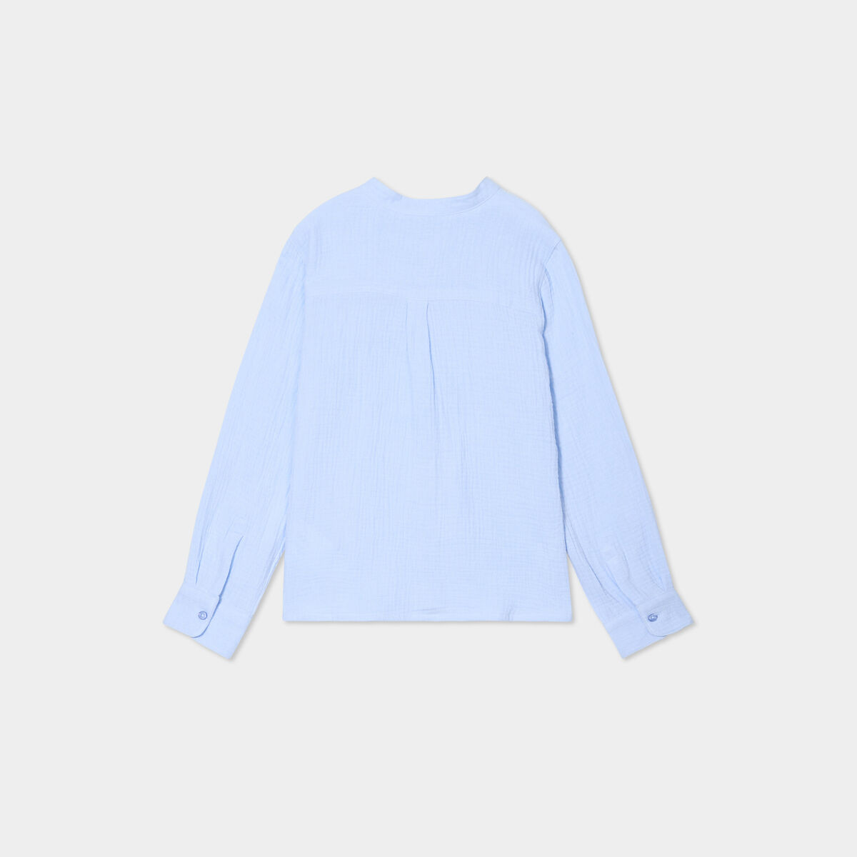Chemise gaze coton manches retroussables bleu ciel garçon