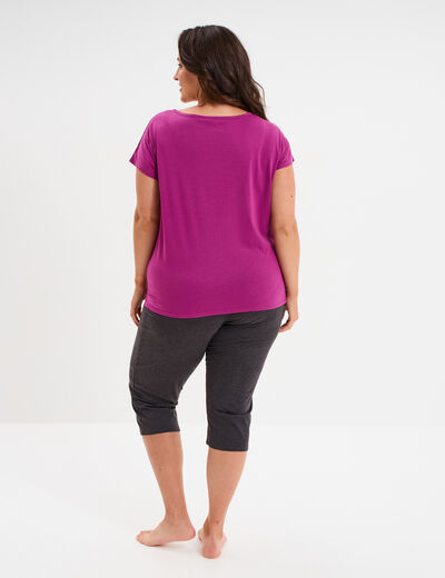 Ensemble pyjama corsaire et t-shirt violet femme grande taille