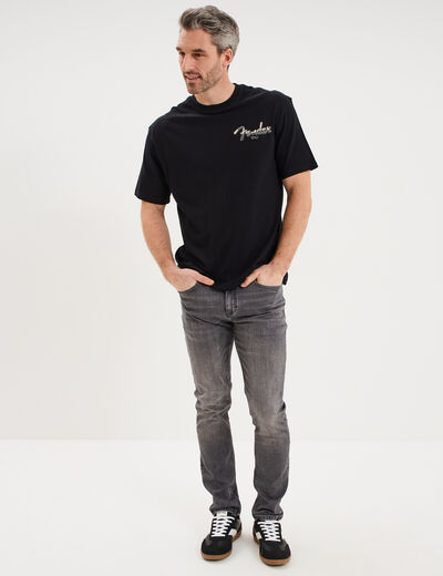 T-shirt manches courtes coton Fender noir homme