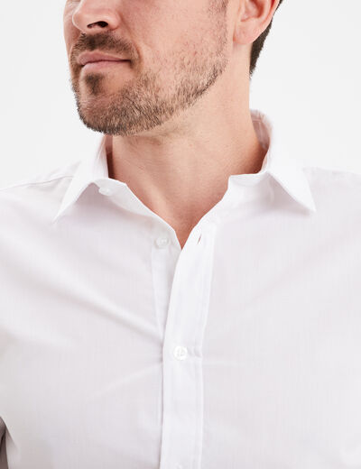 Chemise coupe ajustée manches longues blanc homme