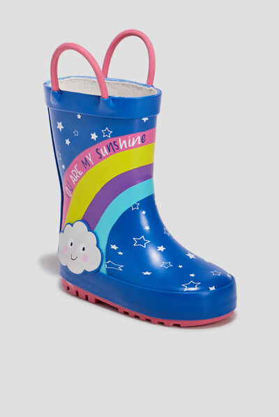 Bottes de pluie bleu bébé fille