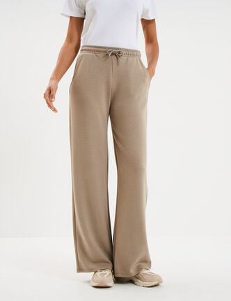 Pantalon de jogging large &eacute;lastiqu&eacute; taupe femme