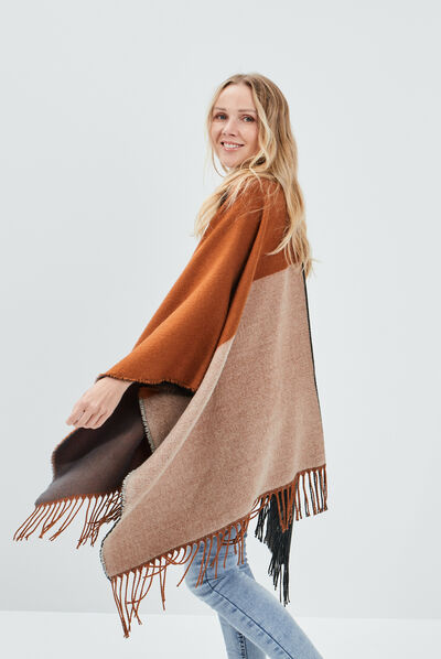 Poncho à franges multicolore femme