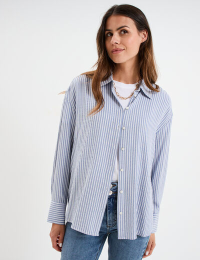 Chemise manches longues bleu marine femme