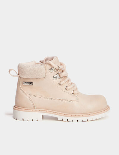 Boots zippées à lacets Trappeur rose clair fille