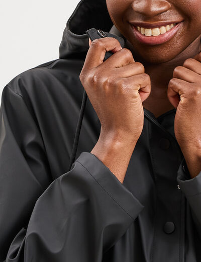 Parka imperm&eacute;able coupe-vent &agrave; capuche noir femme