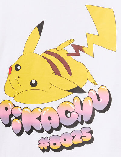 T-shirt manches courtes Pokémon Pikachu blanc fille