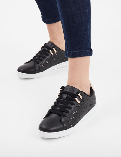 Tennis basses perforées Creeks noir femme