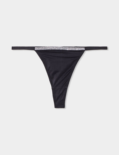 String avec strass noir femme