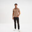 Polo coton ajusté manches courtes taupe homme