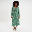 Robe longue empire manches longues vert menthe femme