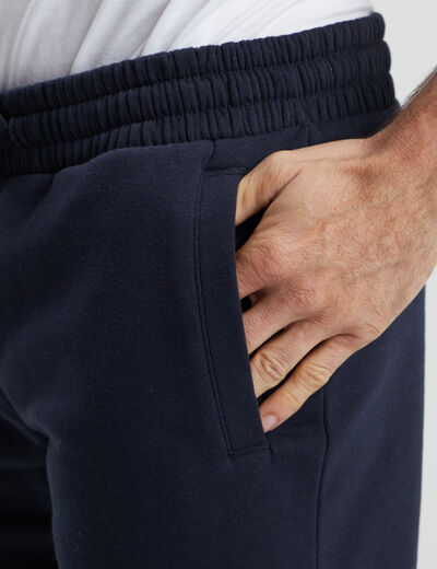 Short jogging molleton droit bleu marine homme