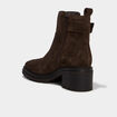 Boots en cuir &agrave; talons effet su&eacute;dine marron femme
