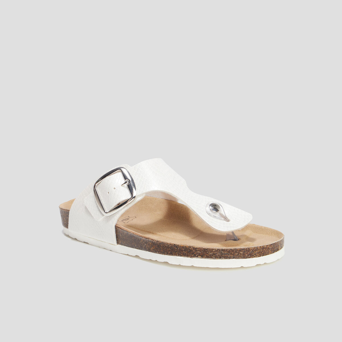 Mules plates entredoigts blanc femme