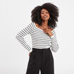 Pull côtelé col carré tricotage en côte blanc femme