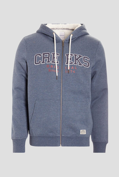 Sweat zippé à capuche Creeks bleu homme