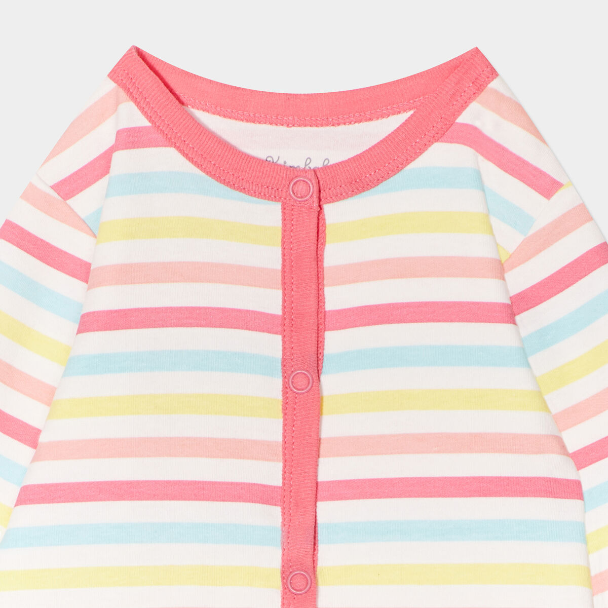 Dors-bien boutonné manches longues coton blanc bébé fille