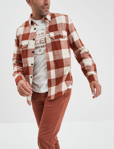 Surchemise coton manches longues Creeks terracotta homme