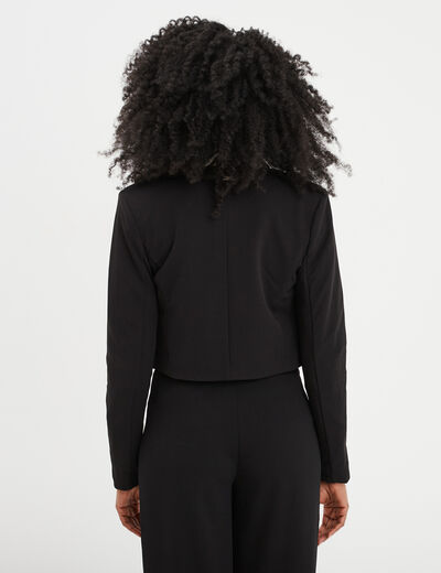 Veste droite cropped manches longues noir femme