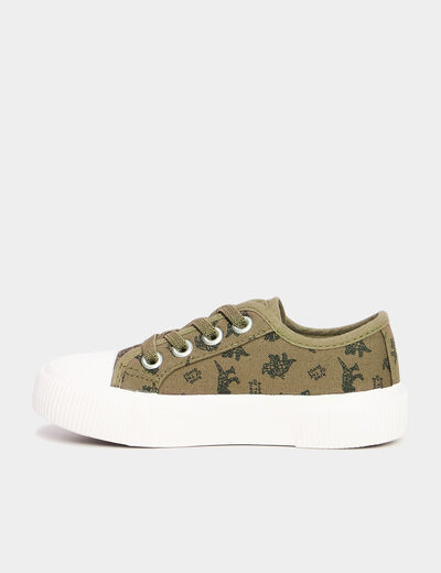 Tennis basses en toile vert kaki garçon