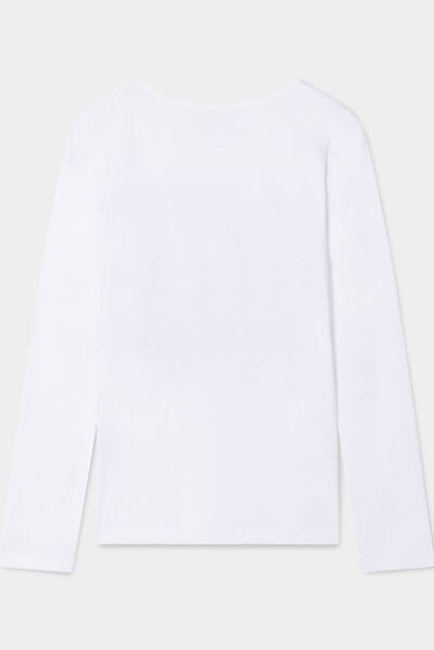 Ensemble pyjama pantalon resserré coton blanc fille