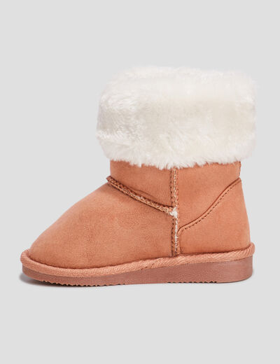 Bottines fourrées bout rond camel fille
