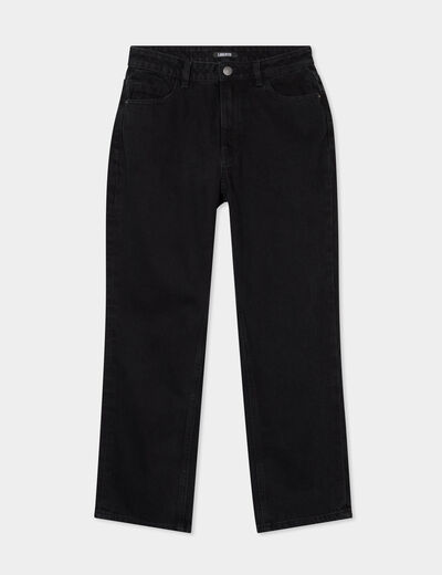Jeans droit 7/8ème coton denim noir femme
