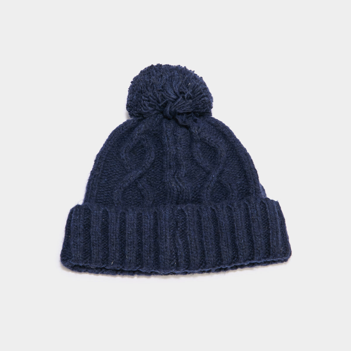 Bonnet à pompon bleu marine garçon