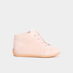 Bottillons effet suédine en cuir rose bébé fille