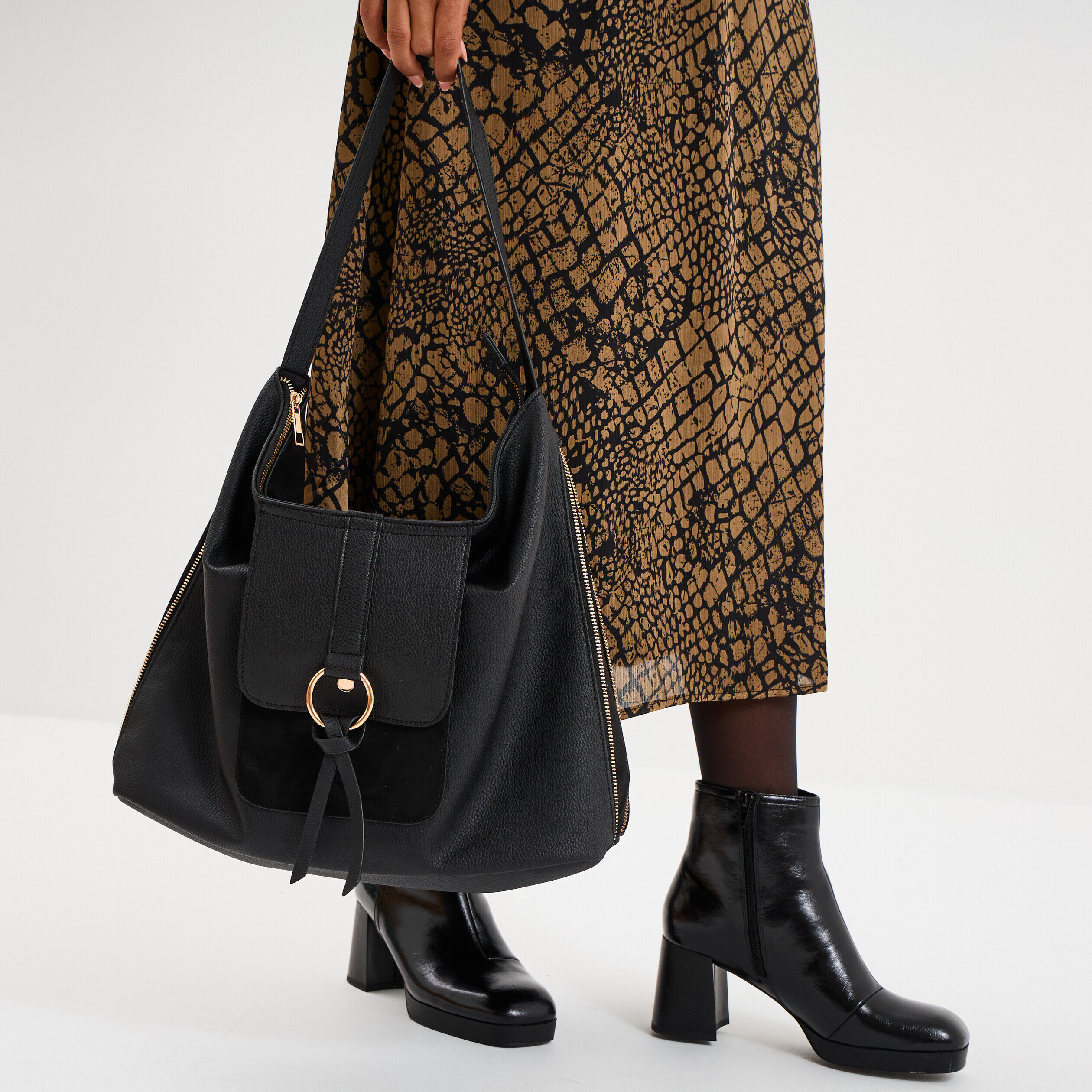 Sac à main porté-épaule noir femme LH