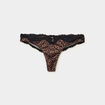 Tanga micro dentelle marron femme