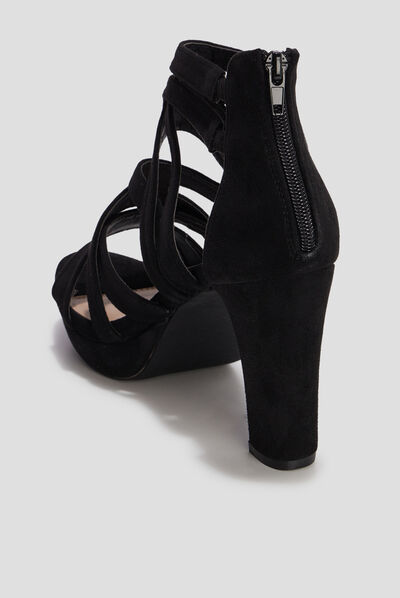 Sandales à talons avec brides noir femme