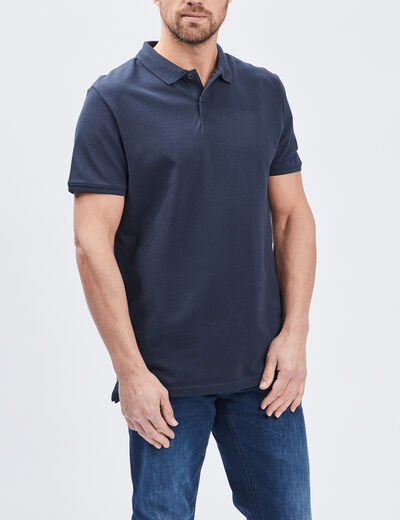 Polo en coton manches courtes bleu marine homme